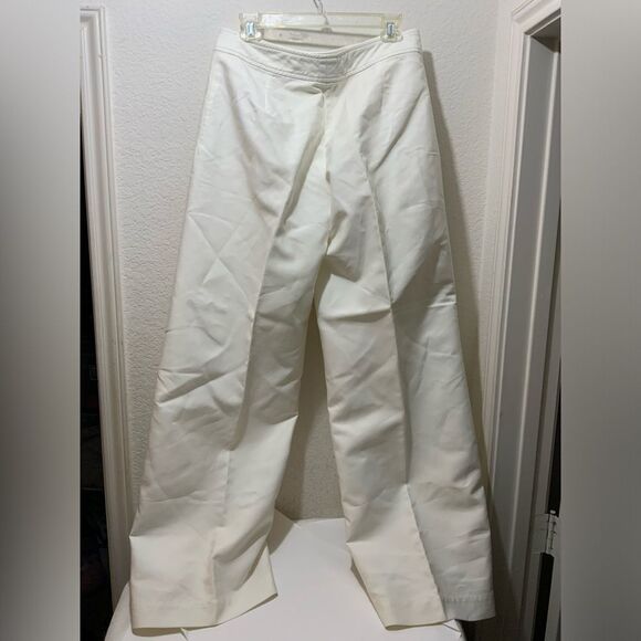 Ralph Lauren Black Label 100% cotton Wide Leg White Pants lined 10 no pockets - Picture 2 of 15
